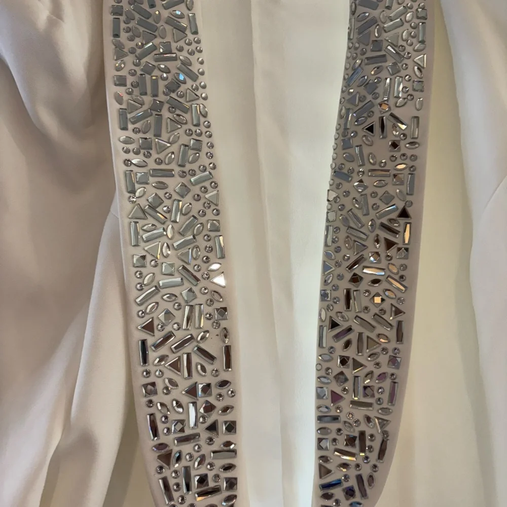 Fashion Nova White Pantsuit w/ Silver (crushed mirror look) XL - Picture 6 of 14